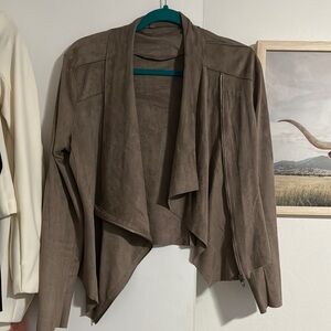 Draped suede like jacket in mocha